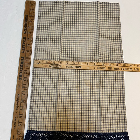New Handmade Cotton Blue Check Lace Trim Bottom Hand Tee Towels Kitchen 7 piece - Picture 3 of 6